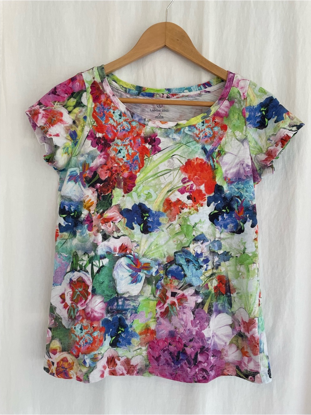 Lands' End Floral Short Sleeve Tee in Multi-Color